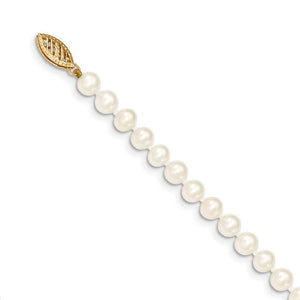 5-6mm, White FW Cultured Pearl & 14k Yellow Gold Clasp Necklace
