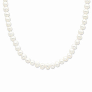 6-7mm, White FW Cultured Pearl & Sterling Silver Clasp Necklace