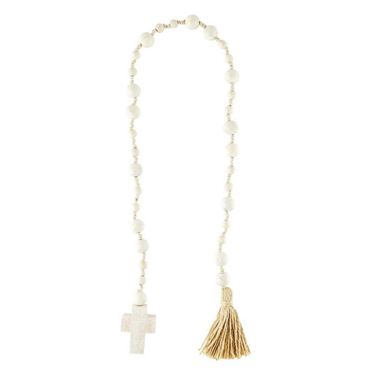 Face to Face Wood Beaded Garland - Cross