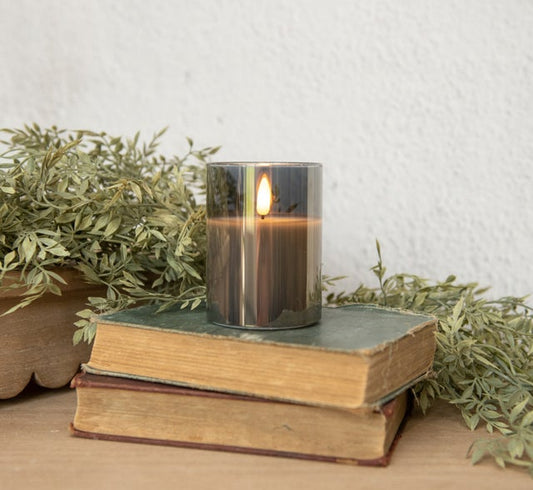 4" Glass Timer Candle - Charcoal