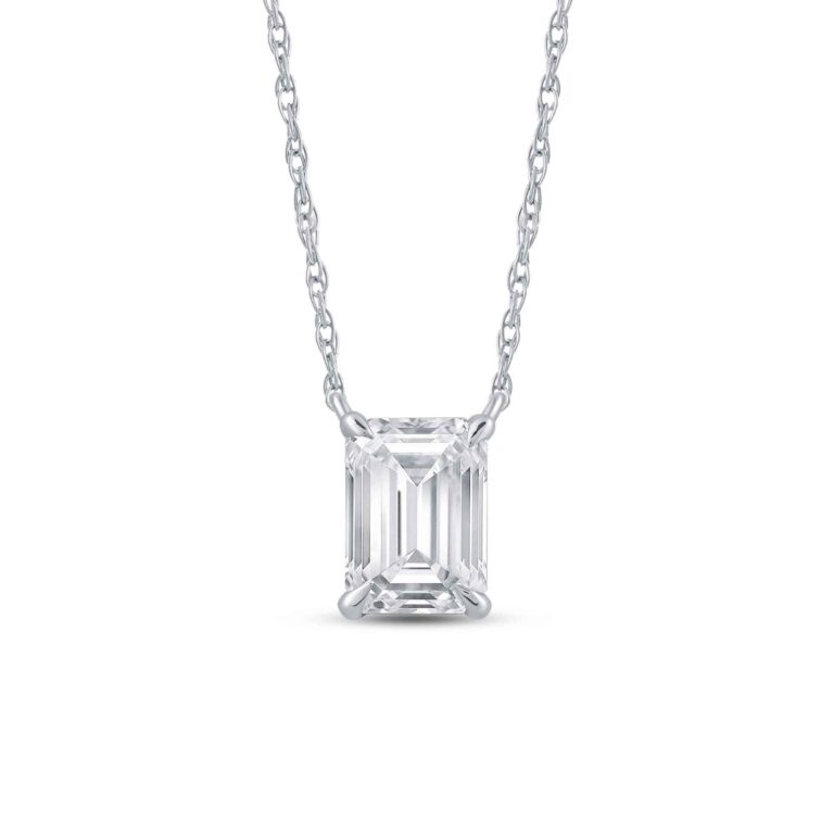 Emerald Cut Floating Lab Diamond Solitaire Necklace