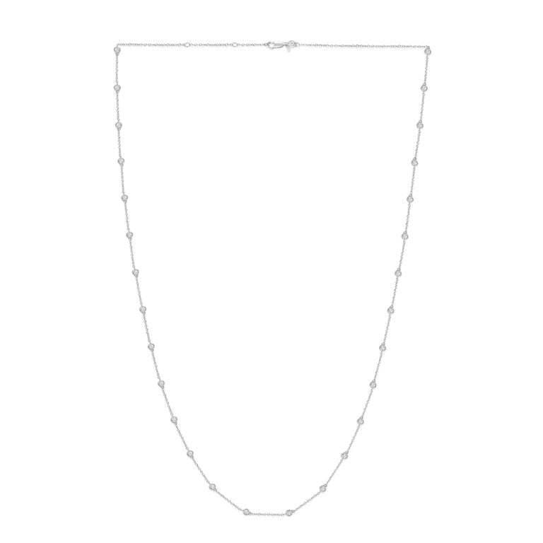 Lab Grown Diamond Sterling Silver Station Necklace