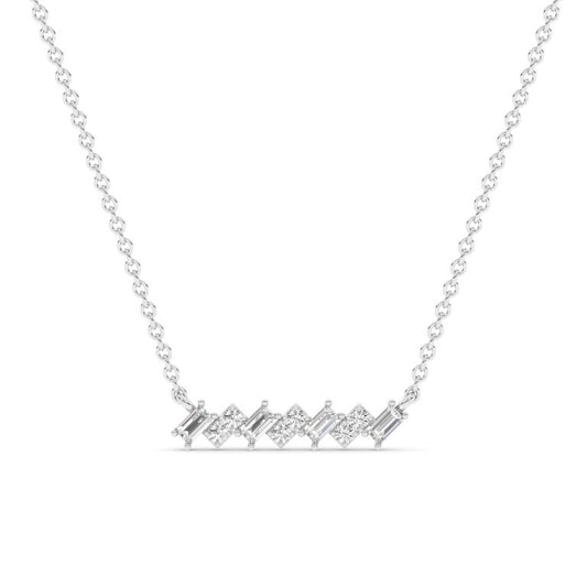 Mosaic Sterling Silver Lab Diamond Bar Necklace