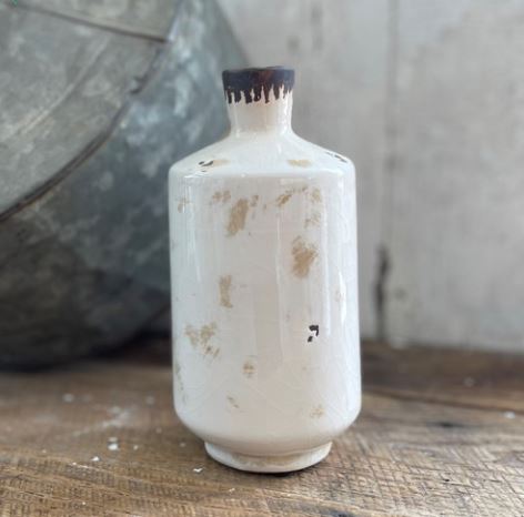 8" Aged Ivory Vase