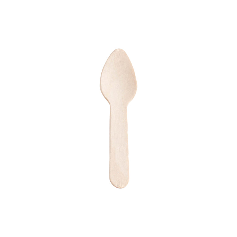 3" Natural Birch Eco-Friendly Disposable Mini Dessert Spoons