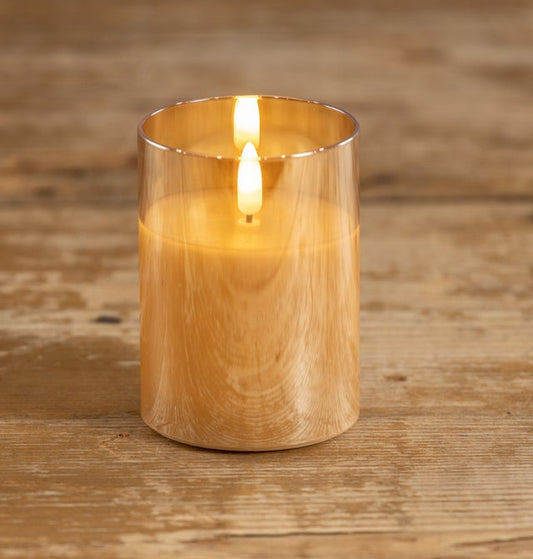 4" Glass Timer Candle - Amber