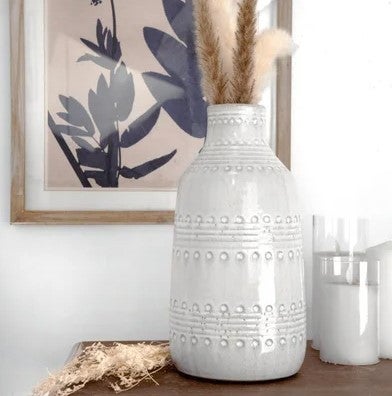 12.2" White Texture Vase