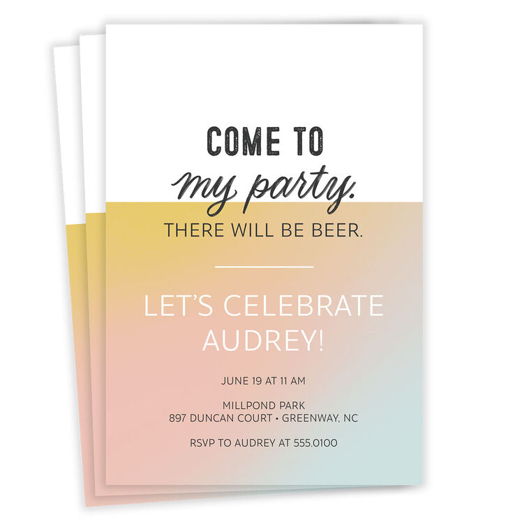 Come to My Party Ombre Invitation