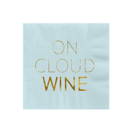 Blue "On Cloud Wine" Cocktail Napkins, Set of 16