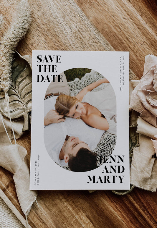 Minimal Oval Photo Save The Date | Printable Template