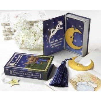 "Over the Moon" Vintage Moon Bookmark with Tassel in Nursery Rhyme Keepsake Book Box
