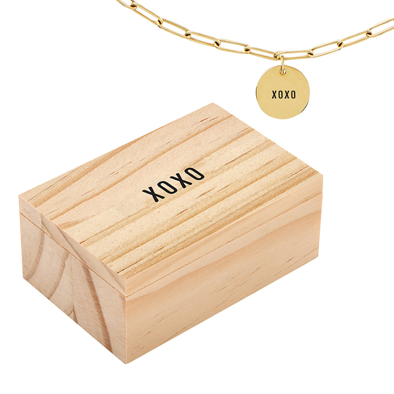Link Chain Charm Necklace - XOXO