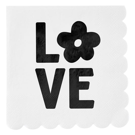 Scalloped Cocktail Napkins - Love Flower