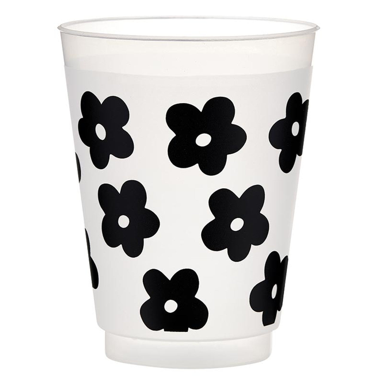 Frost Cups - Black Flowers - Set of 8