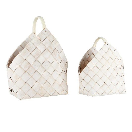 Nested Wood Fiber Baskets - Warm White