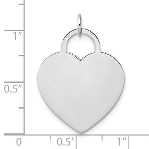 14k White Gold Engravable Heart Disc Charm or Pendant, 22mm