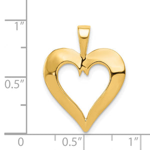 14k Yellow Gold Heart Pendant, 18mm