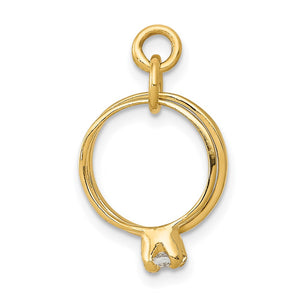 14k Yellow Gold & CZ Wedding Rings Charm or Pendant, 11mm