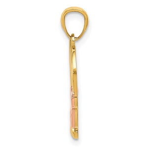 14k Yellow Gold and Rose Gold Infinity Heart Pendant, 18mm