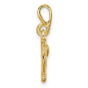 14k Yellow Gold Bow and Arrow Pendant, 13mm