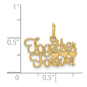 14k Yellow Gold Together Forever Charm or Pendant, 18mm