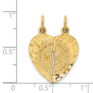 14k Yellow Gold From My Heart to Yours Set of 2 Charm Pendants, 18mm