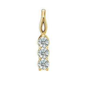 14k Yellow Gold Diamond 3-Stone Vertical Pendant