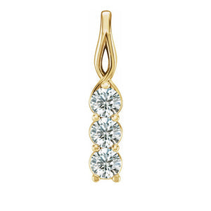 14k Yellow Gold Diamond 3-Stone Vertical Pendant