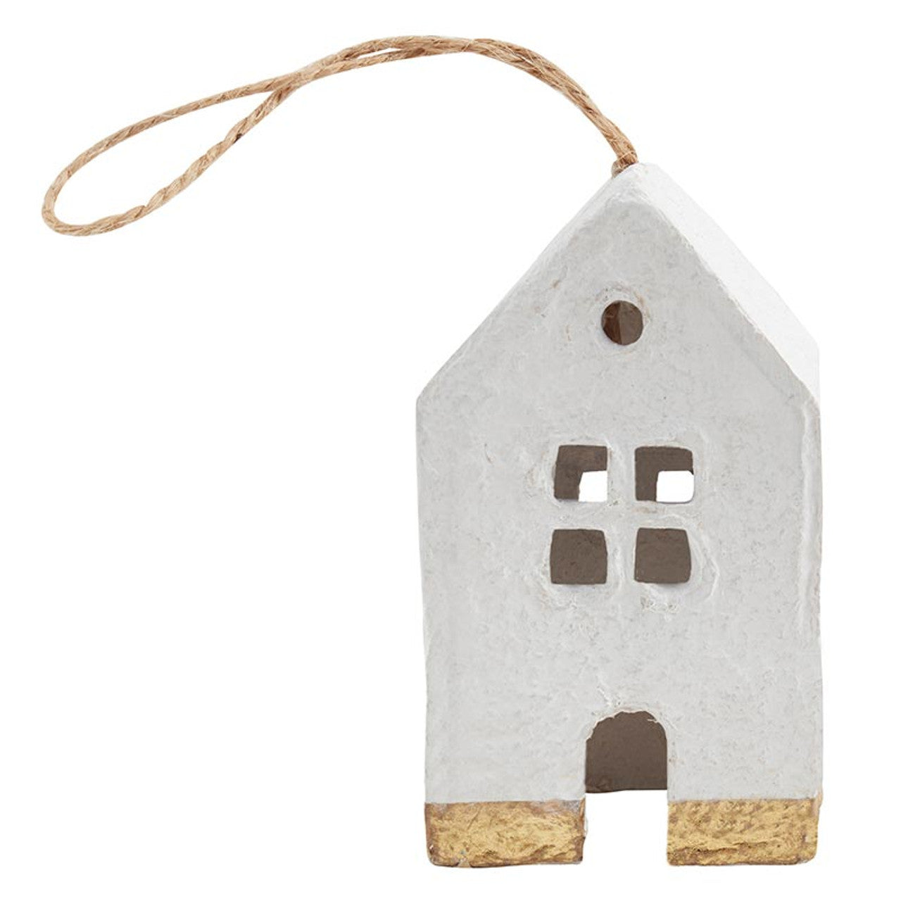 Paper-Mache House Ornaments - Set of 4