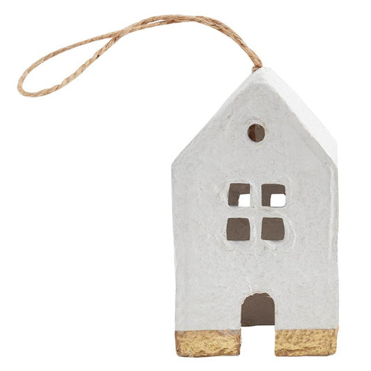 Paper-Mache House Ornaments - Set of 4