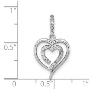1/10 Carat Diamond Heart in Heart Pendant in Sterling Silver