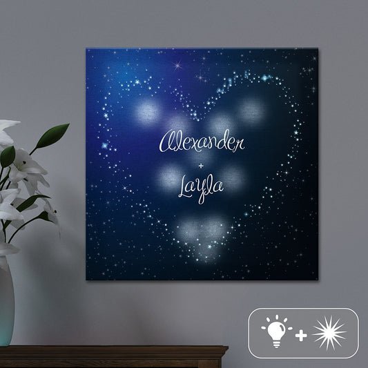 TwinkleBright LED Heart in Stars Canvas