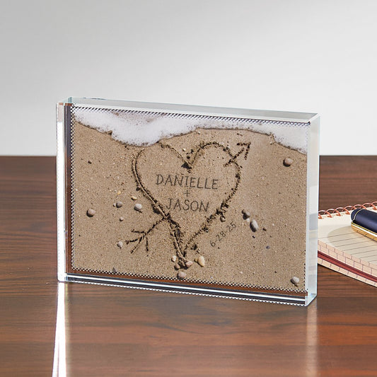 Heart in Sand Glass Block
