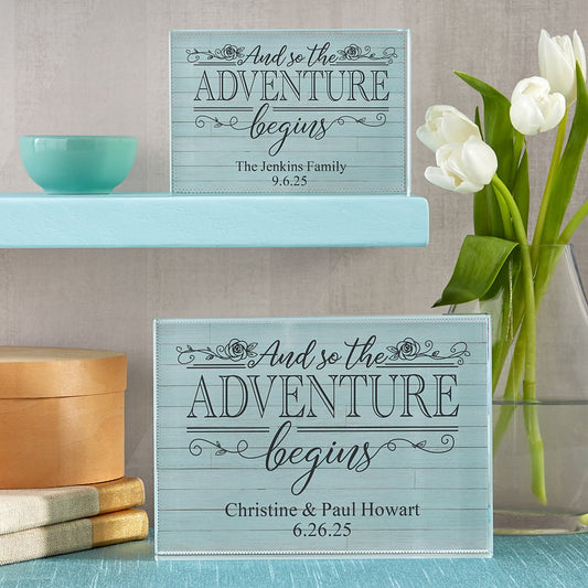 Adventure Begins Glass Block