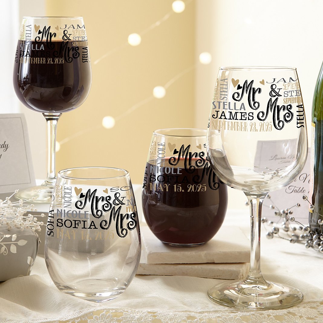 Signature Style Wedding Couple Wine Glasses