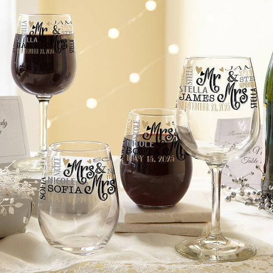 Signature Style Wedding Couple Wine Glasses