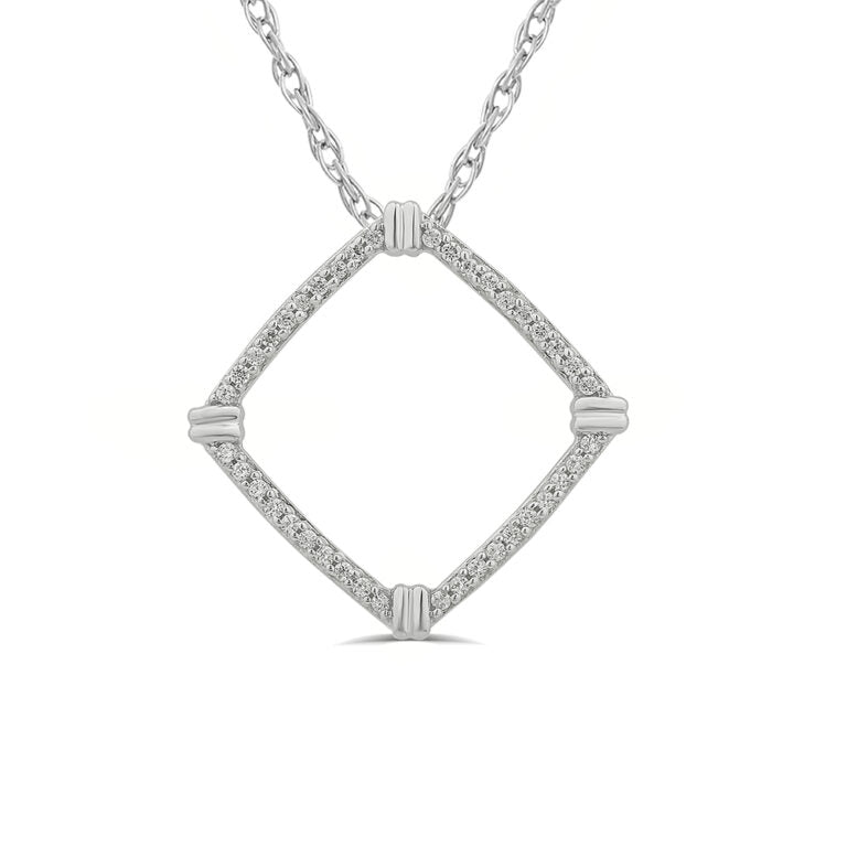 Lab Created Inverted Square Diamond Necklace
