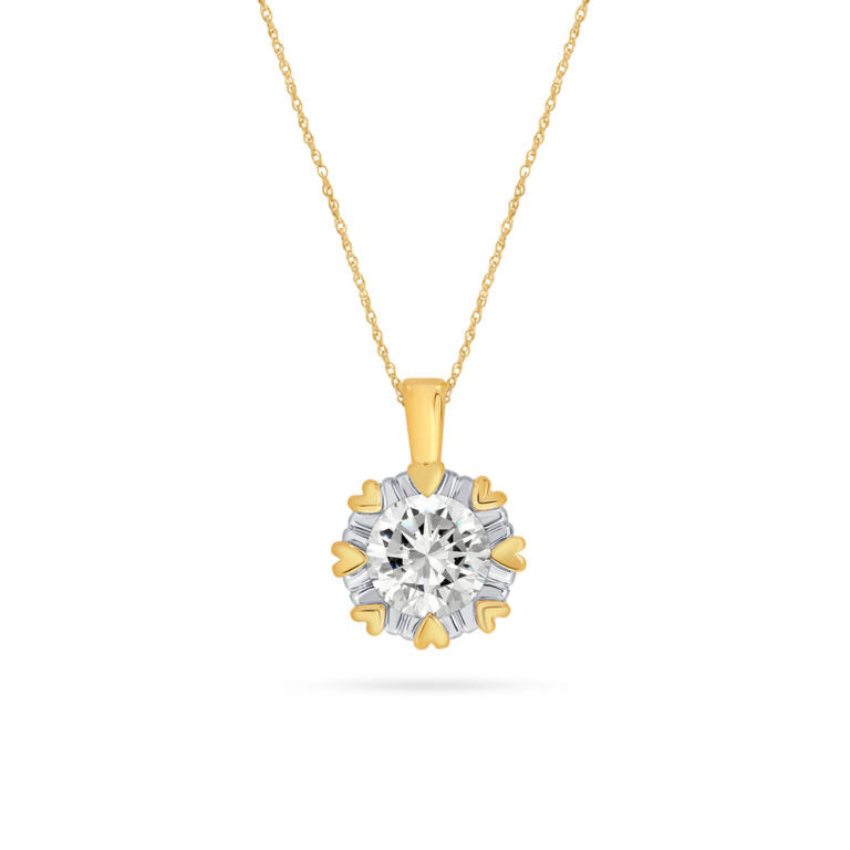 Lab Grown Heart Prong Diamond Solitaire Necklace