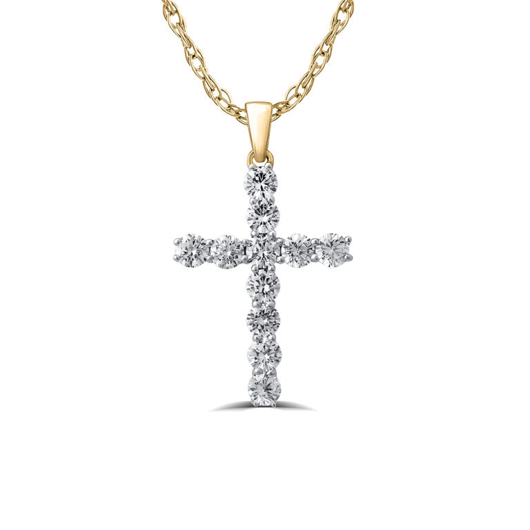 Luxe Yellow Gold Lab Grown Diamond Cross Necklace