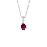 Pear Ruby and Lab Diamond Classic Solitaire Pendant With Studded Bale