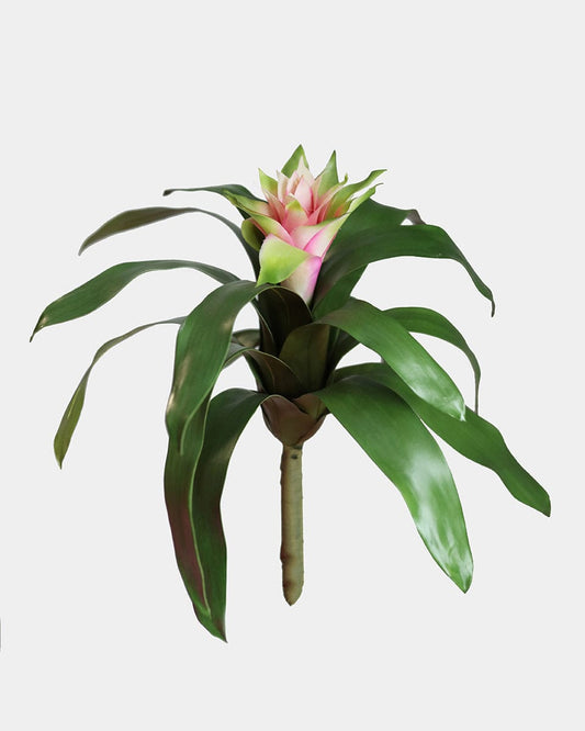 Artificial Pink Bromeliad Plant 12"