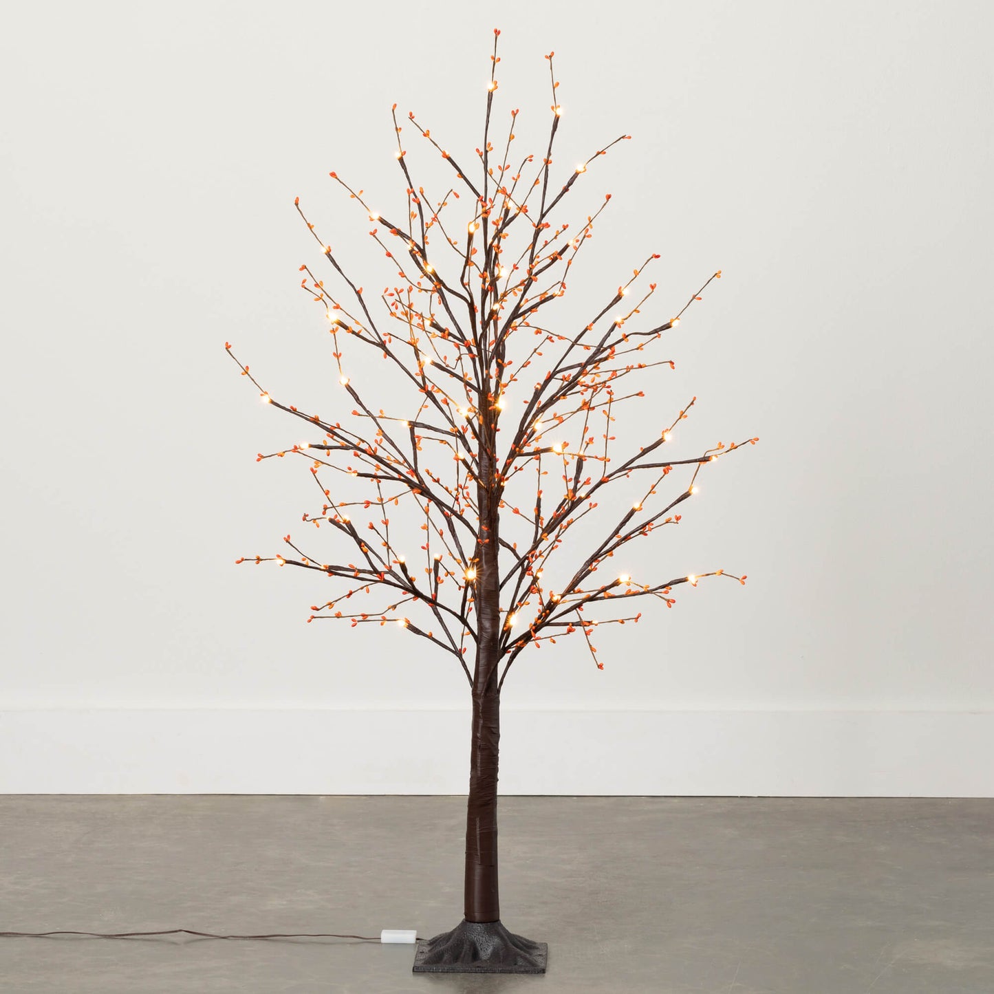 4' Orange Berry Led Tree