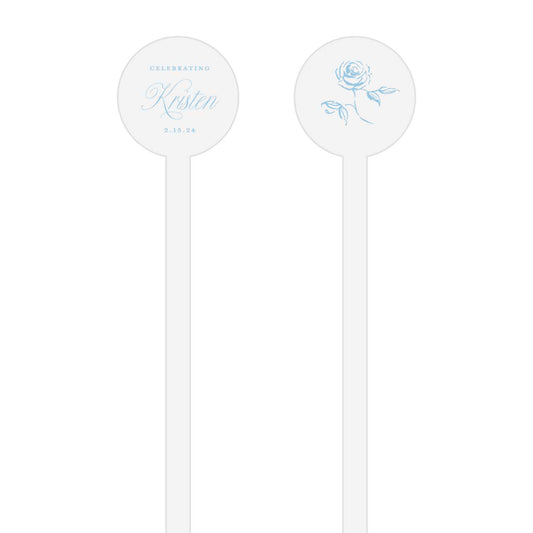 Blue And White Floral Bridal Shower | Stir Stick | Wooden Or Acrylic Round