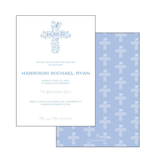Bird Cross Blue | Invitation
