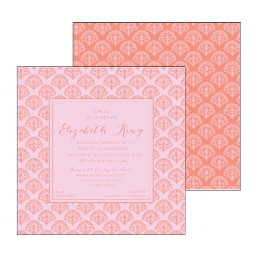 Blockprint Coral | Invitation