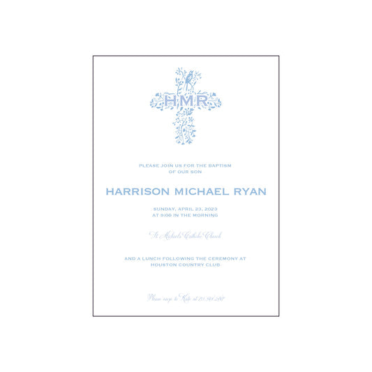 Bird Cross Blue | Invitation | Specialty Printing