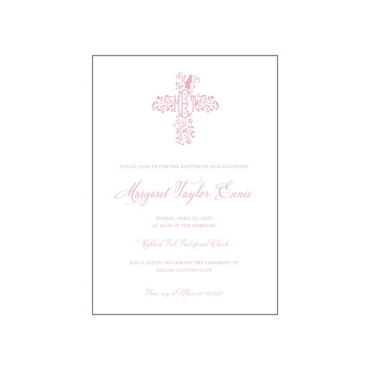 Bird Cross Pink | Invitation | Specialty Printing