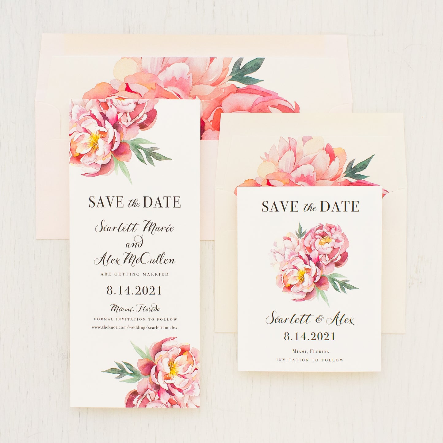 Pink Peonies Save The Dates
