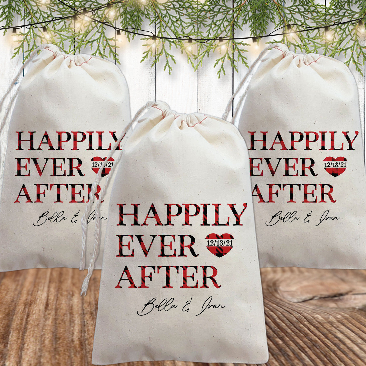 Plaid Happily Ever After Wedding Bags