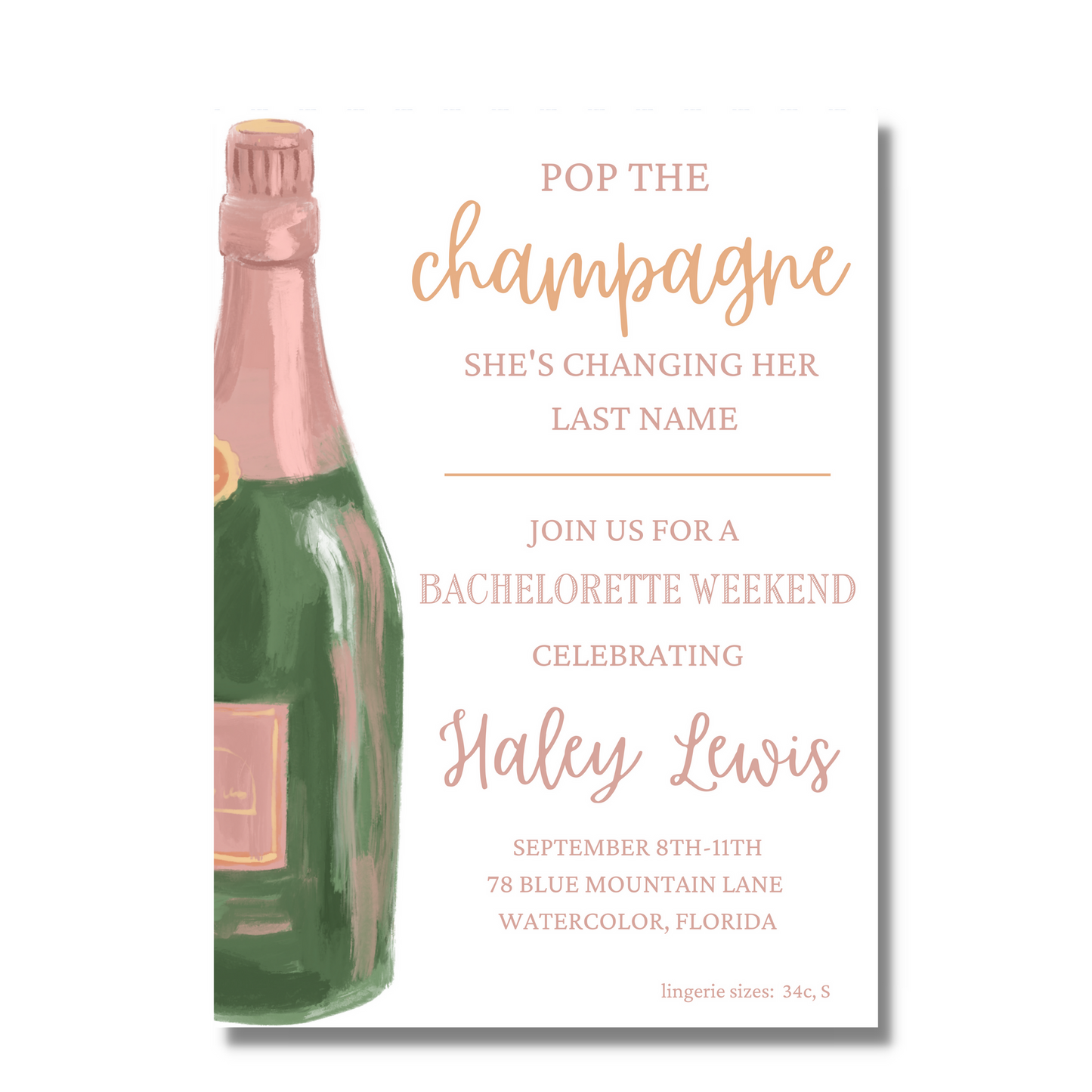 Pop the Champagne - Bridal Shower Invite